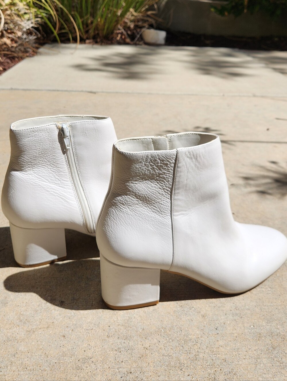 Aldo White Leather Ankle Boots - Classic Block Heel